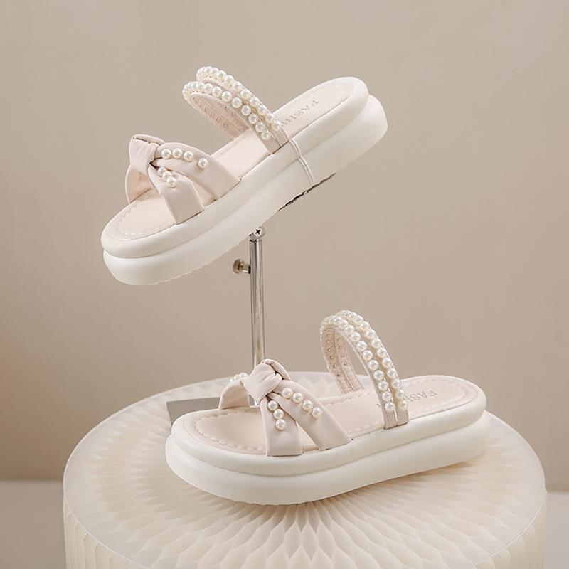 Hausschuhe Damen Sommer Feenwind tragen Mode Internet-Berühmtheit Perle dicker Boden lässig zwei Tragearten Strand coole Hausschuhe vielseitig