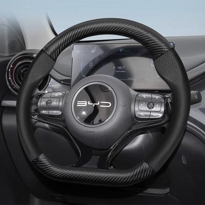 Suitable for Byd Breathable Leather Matte Carbon Fiber Texture Steering Wheel Cover Suitable for Dolphin Mini Seal Atto 3 King Shark 6 Song Pro
