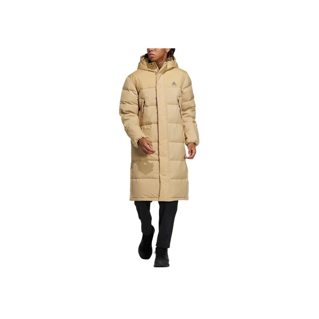 Adidas Logo Print Mid-Length Long Sleeve Hooded Jacket Unisex Outerwear Yellow HZ2599