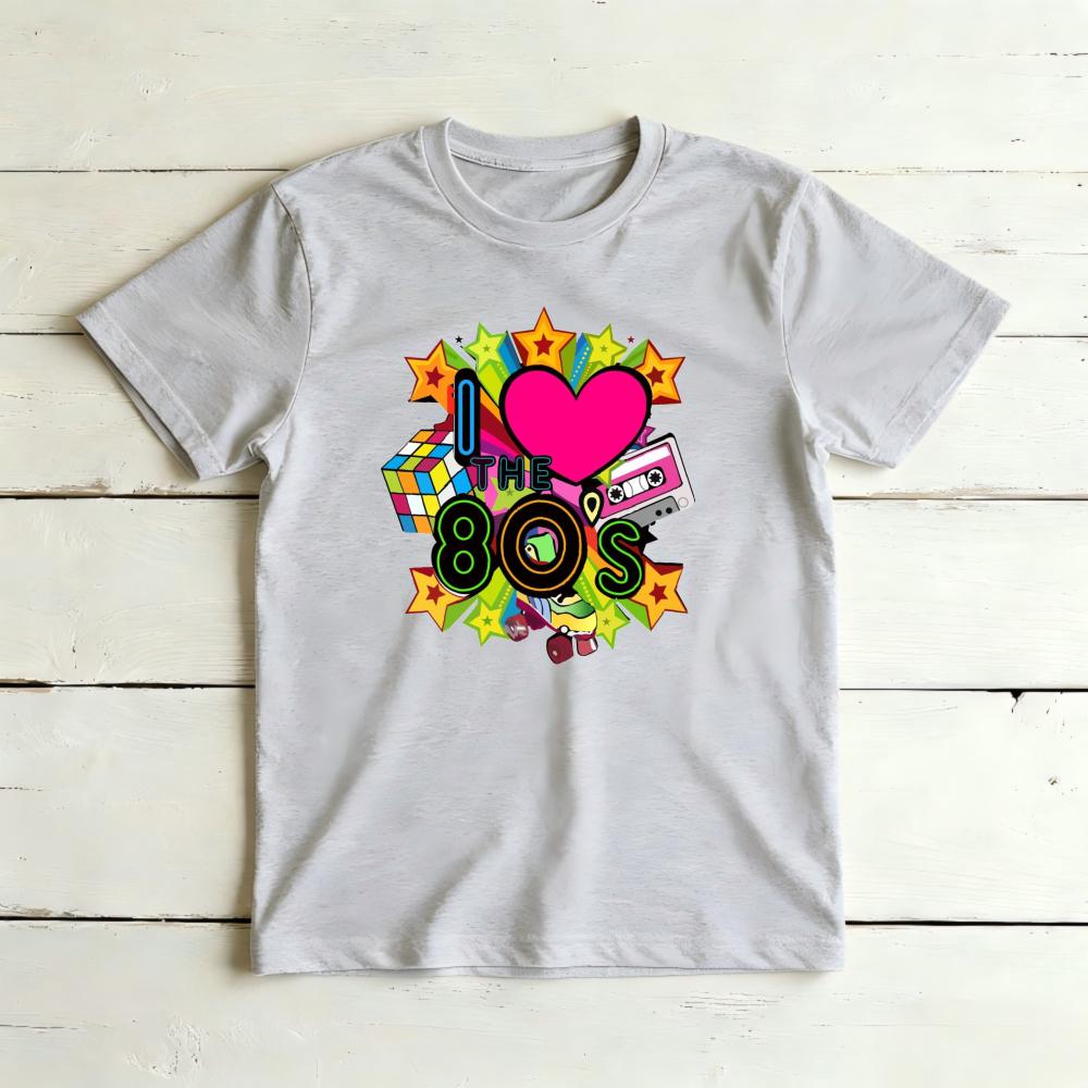 I Love The 80s Retro Cassette Rubik's Cube Star Graphicunisex Summer Cotton TShirt Vintage 80s Nostalgia Casual Short Sleeve Tee