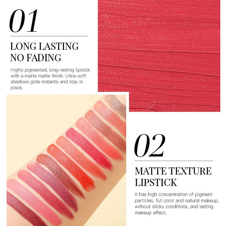 Matte Velvet Lipstick Waterproof Velvet Lip Gloss with Long Lasting Non-Stick Cup Moisturizing Lip Balm