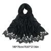 Elegant Muslims Chiffon Hijab Scarf With Embroidery Flower For Islamic Women Breathable Headwrap For Various Occasion