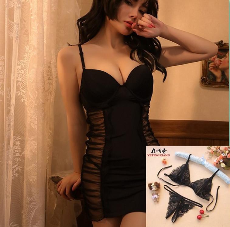 Nuovo set di intimo sexy gonna a sospensione in rete trasparente sexy push-up tentazione camicia da notte