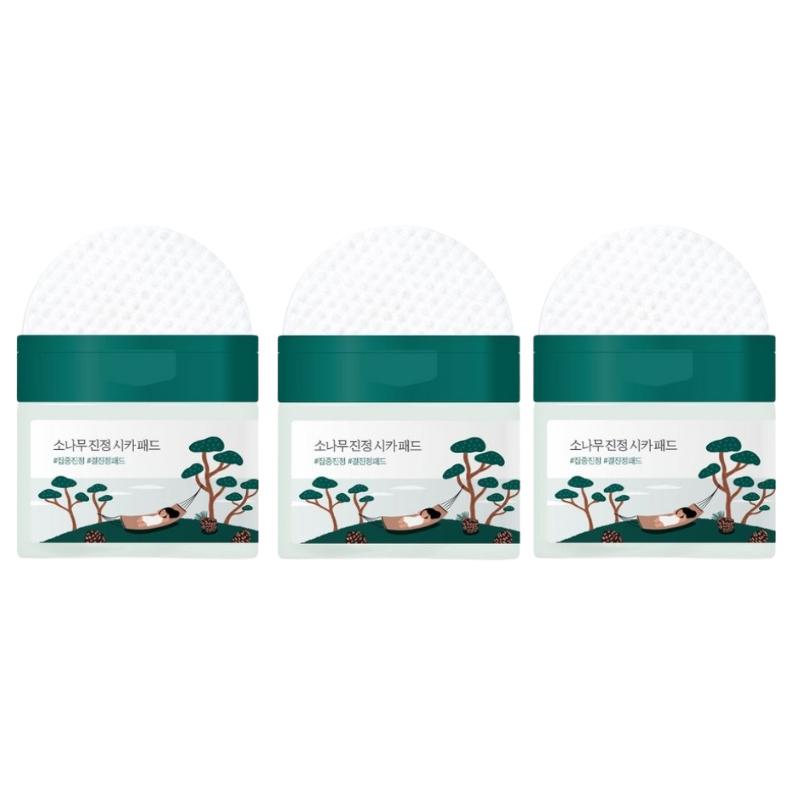 ROUND LAB Pine Soothing Cica Pads 195ml, 50pcs - Korean Calming Toner Pads for Sensitive Skin, Hydrating & Anti-Redness Skincare