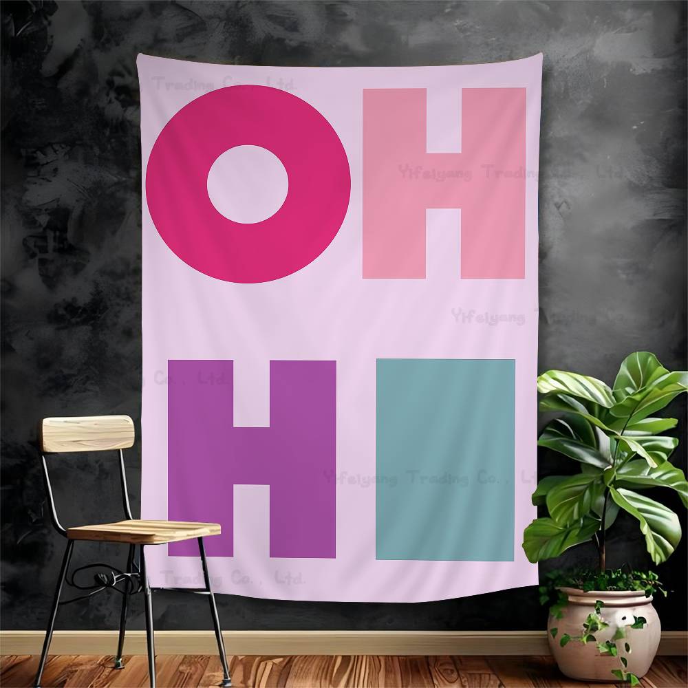 Retro OH HI And OK Modern Tapestry Art Printing Japanese Wall Tapestry Anime Wall Hanging Home Decor 74x94cm(29x37in)