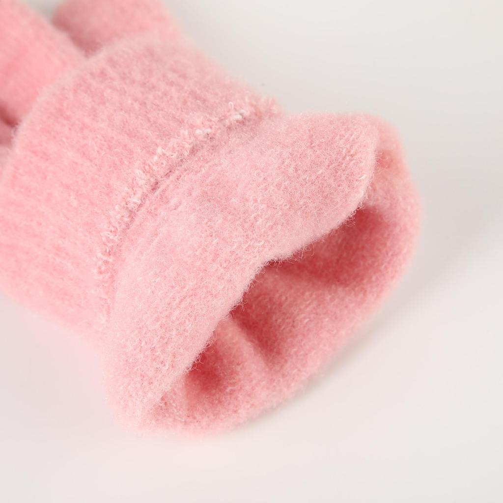 Winter Faux Rabbit Fur Knit Gloves for Women - Plush, Warm, Velvet-Lined, Five-Finger Design, Cute for Students and Ins Style