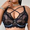 Sexy Deep V Front Cross-strap Lingerie with Large Size Push-up Bra