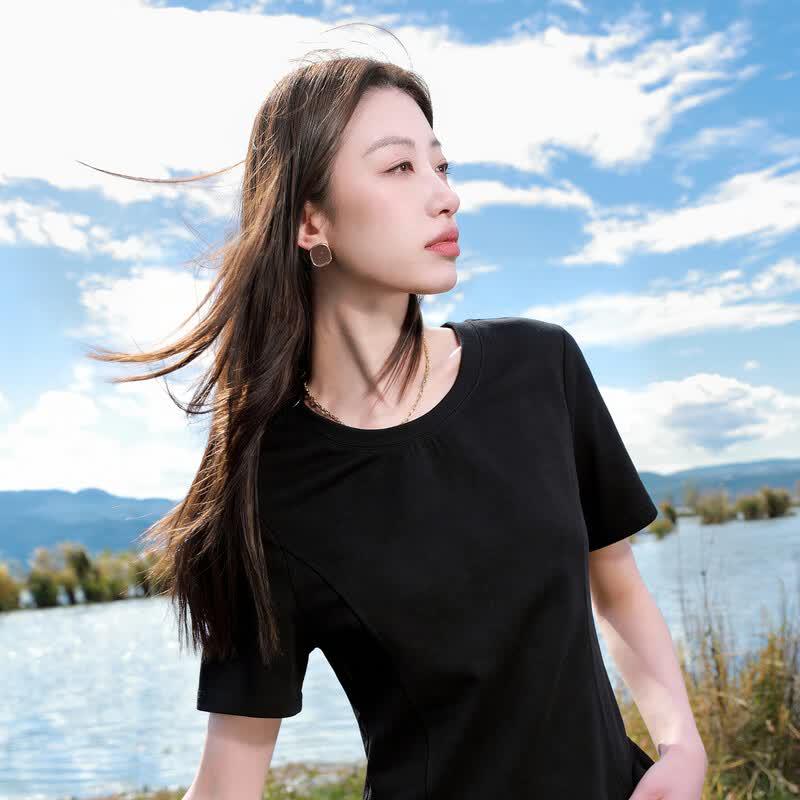 Sancai Women's Plus Size Ruffle Short Sleeve T-Shirt