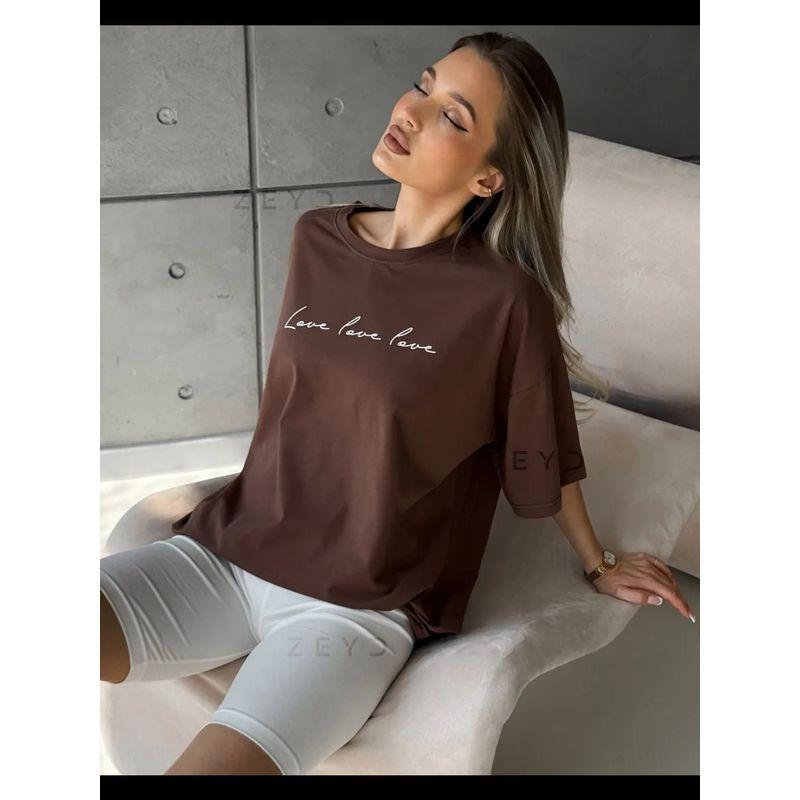 Fashion Summer New Round Neck T-shirt Loose Half-Sleeve Top Letter Printed Loose T-shirt