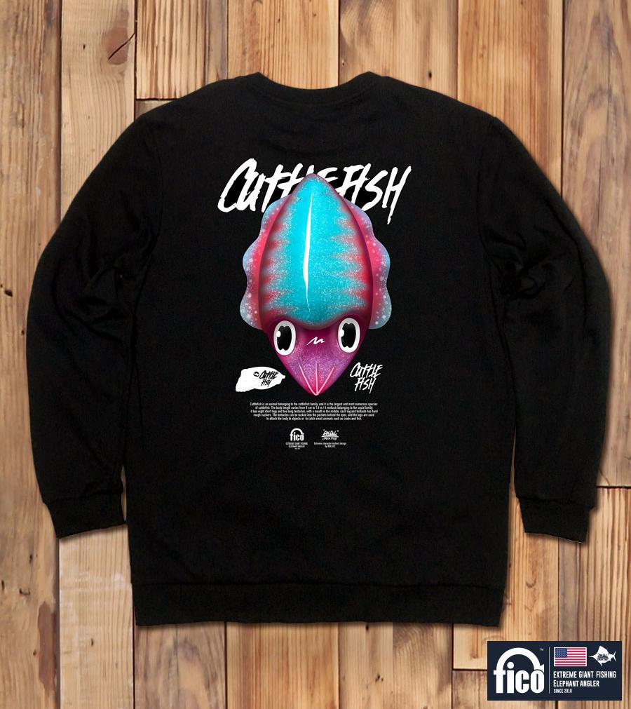 DOLDOL Fico-Mtm-70 Extreme Fishing Brand Fico Character Graphic Sweatshirt Long Sleeve