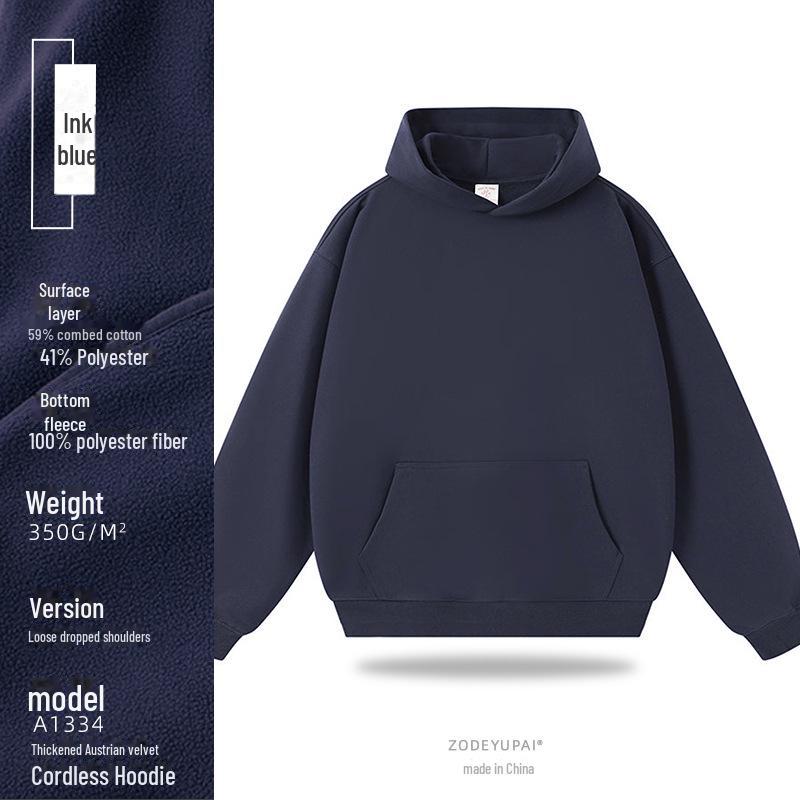 

Толстовка с капюшоном из плотного бархата с фирменным логотипом — модный свободный крой для осени/зимы 3XL