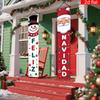 1 Pair Christmas Hanging Banner, 'Feliz Navidad' Doorway Decor with Cute Santa Claus and Snowman, Elegant Outdoor Indoor Decor