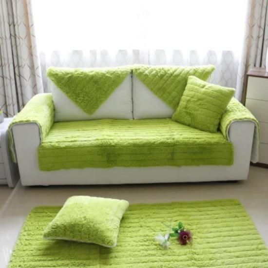 Autumn Winter Thick Plush Sofa Cushion Non-slip Solid Color Couch Cover Armrest Towel Fabric Backrest Cover Europe L-shape