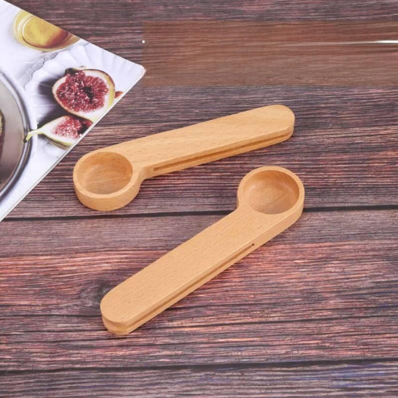 Wooden Milk Powder Spoon With Clamp For Home Use And Coffee Preparation