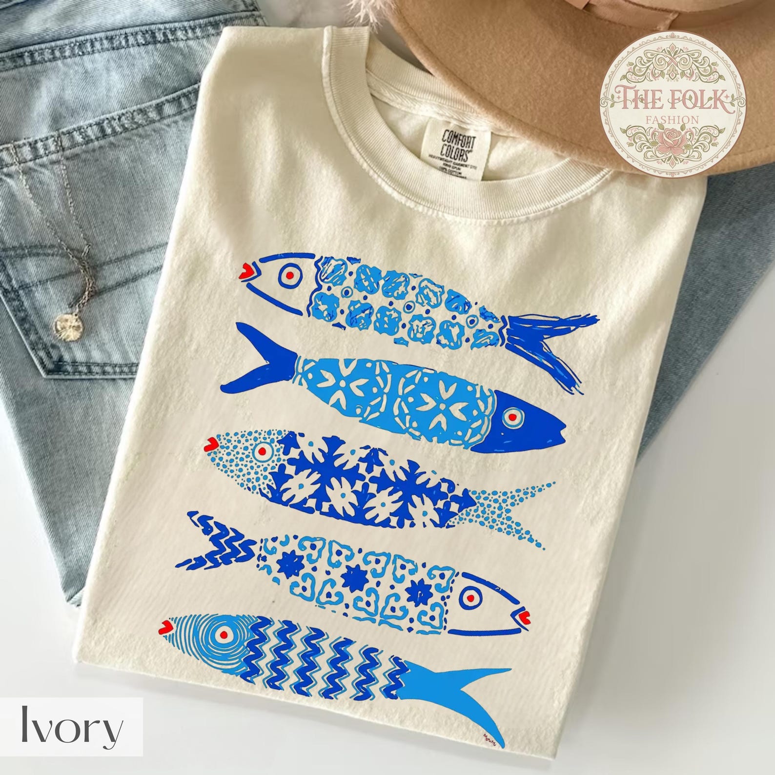 Mediterranean Sardine Shirt, Greek Island Aesthetic Tee, Blue Fish Graphic T-Shirt, Coastal Grandmother Top, Summer Vacation Sardines Shirt 4XL