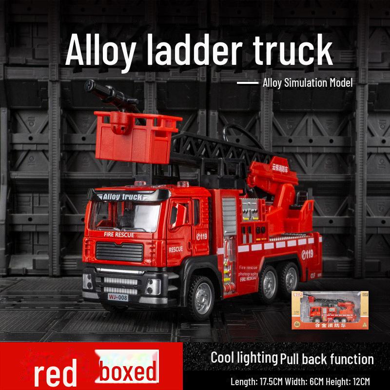 Car Cube 6207A Simulační hračka hasičského žebříku s ozdobami, zvukem, světlem a natahovacím mechanismem pro děti