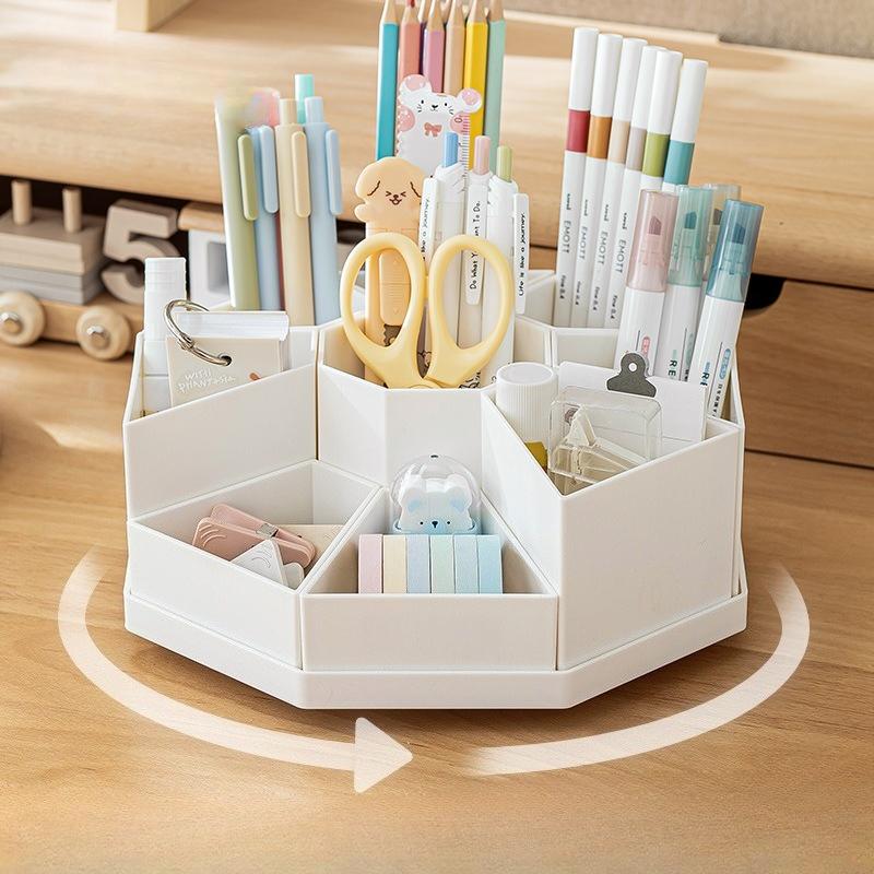 Large Capacity Detachable High Aesthetic Rotating Pen Holder, Plastic Desktop Office Storage Box