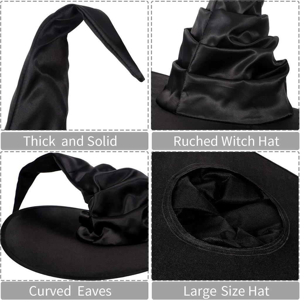 1PC Halloween Folds Witch Wizard Black Hat Party Cosplay Costume Головний убір Диявол Кепка Реквізит Прикраси для дорослих жінок чоловіків
