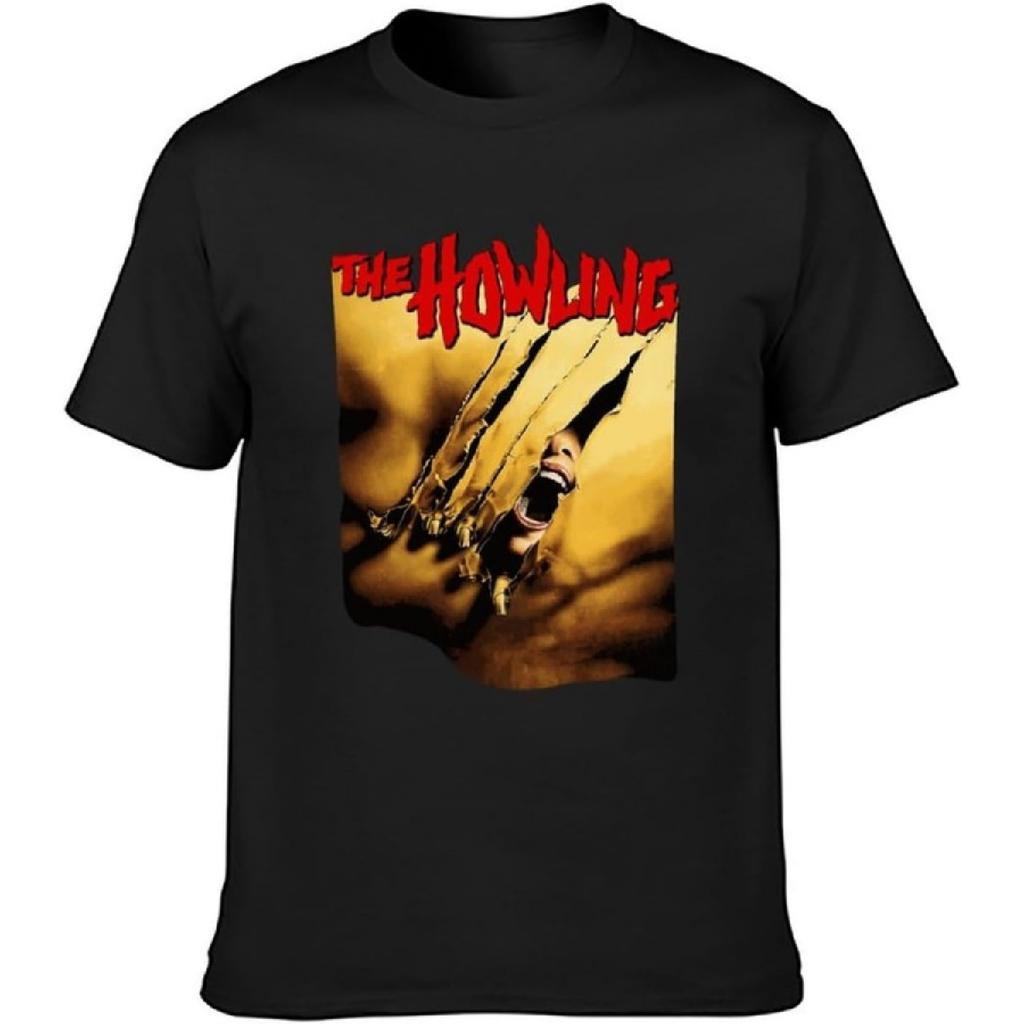 I‘M FASHION Herren Baumwollhemd The Howling Retro Horror 1980er Werwolf Film Kurzarm Schwarz
