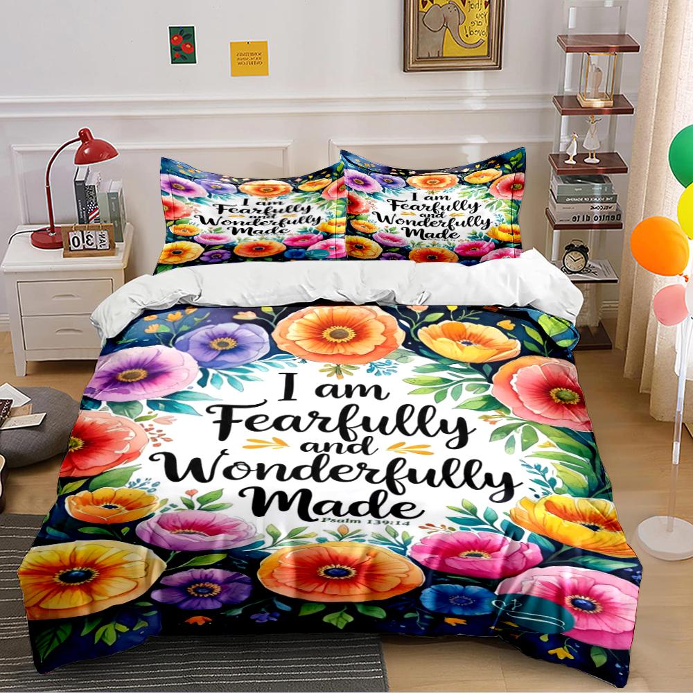 I Am Fearfully Wonderfully Made Bedding Bedding set (1 duvet cover, 2 pillowcases, duvet not included) 135x200cm