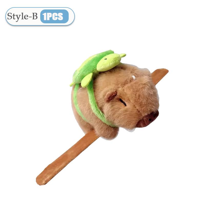 Lovely Capybara Animal Slap Snap Wrap Wristband Bracelet Plush Stuffed Animal Kawaii Kapibara Hand Ring Wristband Kid Funny Toys