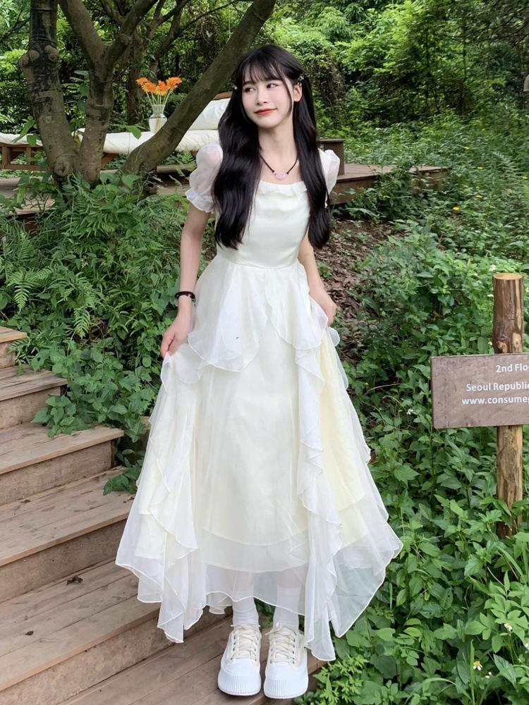 Women's Summer 2026 French Fairy Ruffle Dress - Pure, Sweet First Love Style