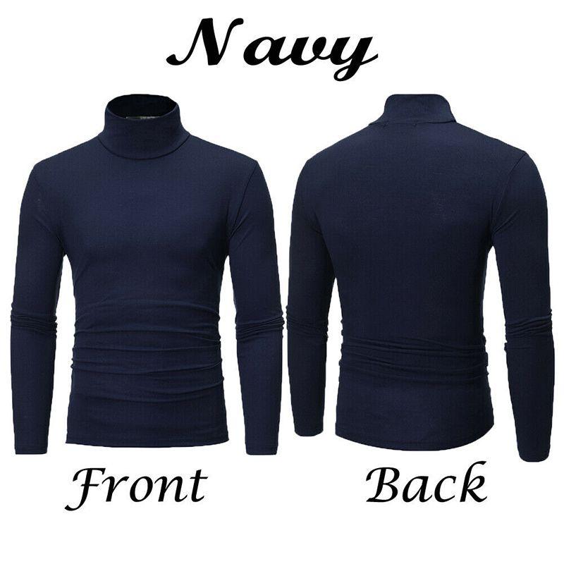 Men's Warm High Neck Solid Color Pullover Jumper Sweater For A Stylish Look