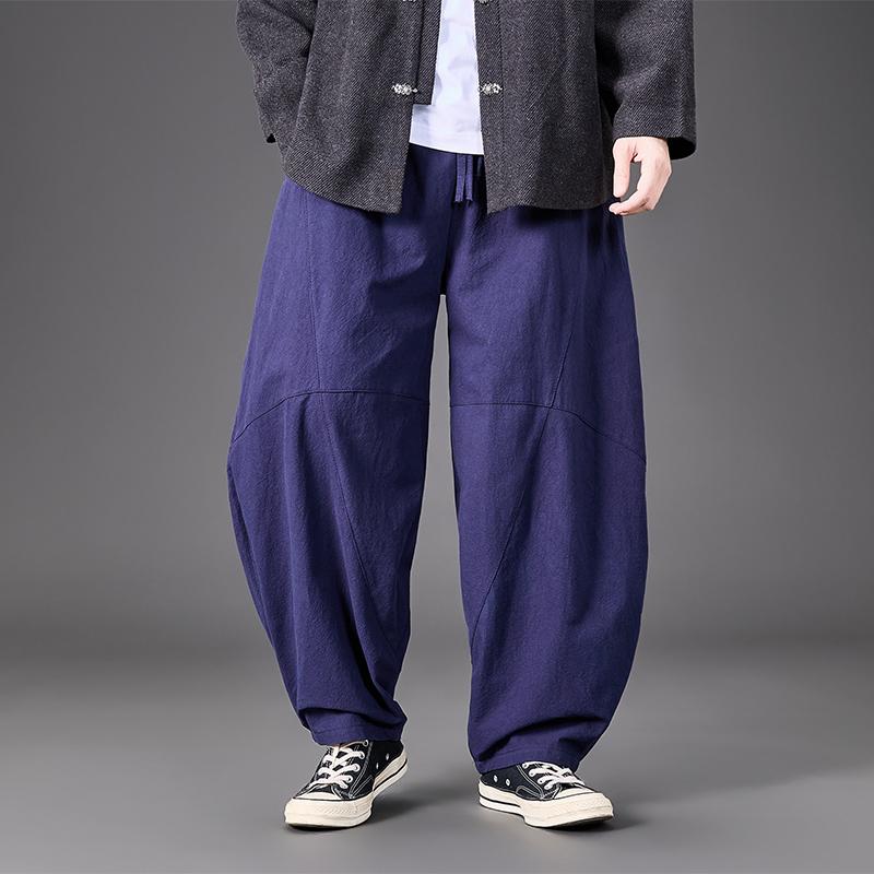 2025 Autumn Men Straight Casual Pants Men Linen Harlan Loose Wide Leg Cotton Trousers Male Casual Wear Pants