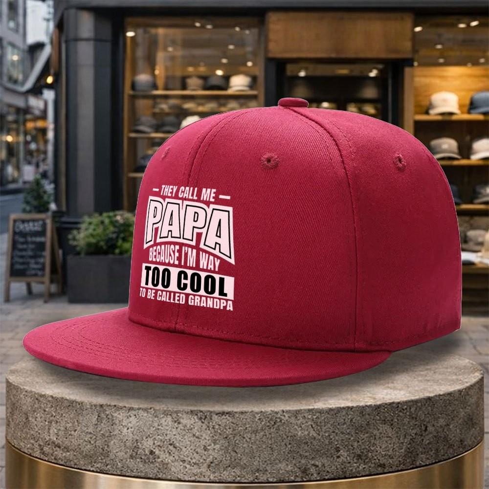 Papa Too Cool Grandpa Funny Slogan Baseball Cap Polyester Adult Casual Snapback Hat Unisex Outdoor
