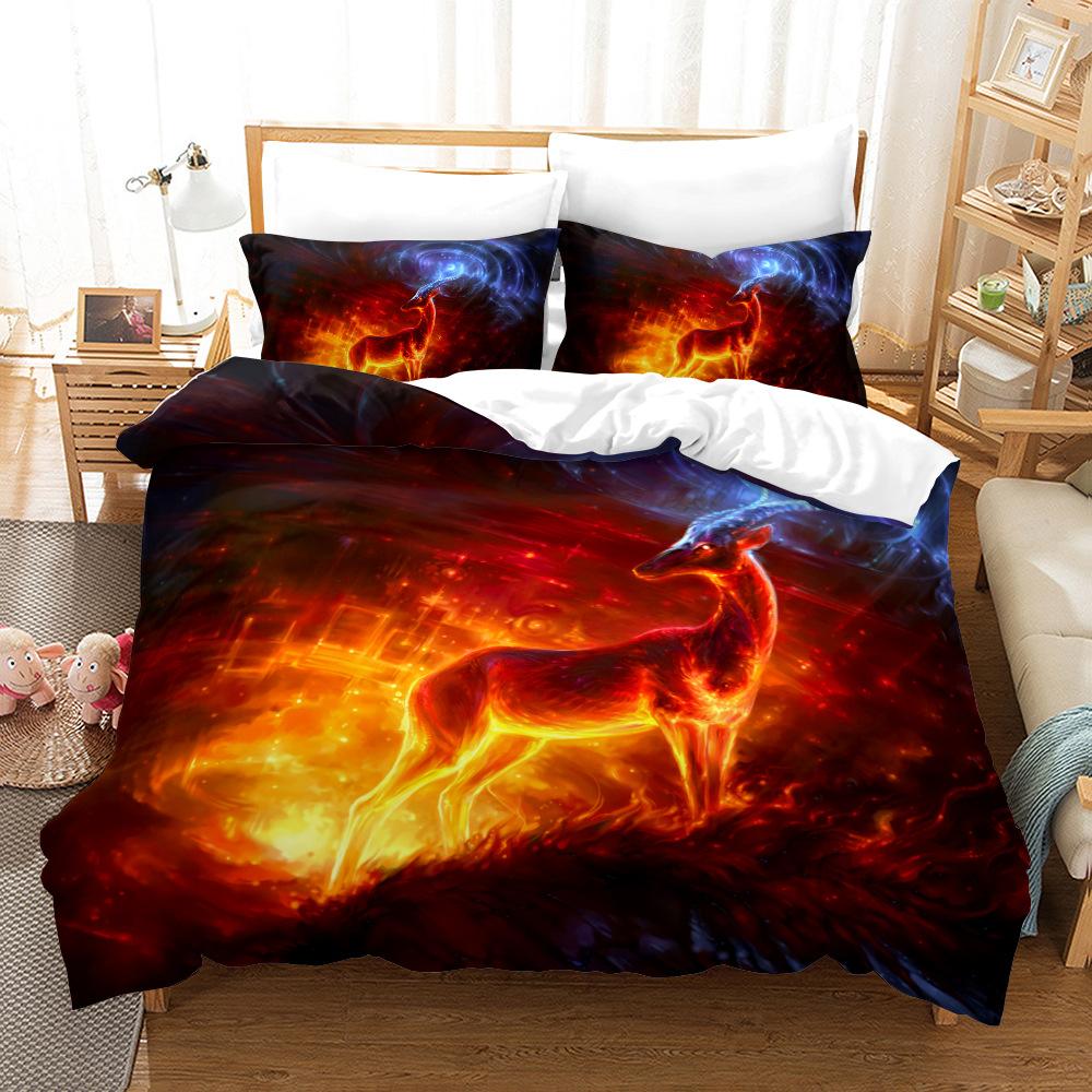 Funda de edredón con estampado de animales en 3D para el hogar, funda de edredón y funda de almohada con estampado de ciervos, para cama individual o doble, tamaño completo, Australia, UE y EE. UU.