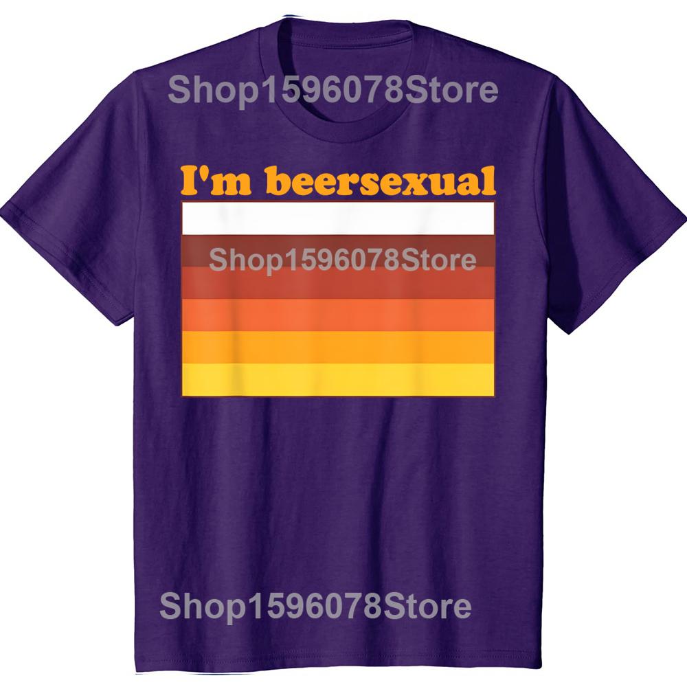 Lustig Ich bin Biersexuell Biertrinken LGBTQ Pride T-Shirts Herren Humor Streetwear T-Shirt Kurzarm Unisex Locker Rundhals Kleidung