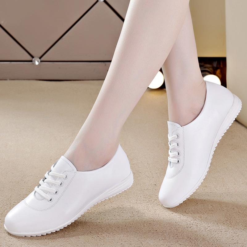 

Новая женская обувь мягкая подошва белая обувь женская обувь новая женская повседневная спортивная обувь маленькие кожаные туфли 40 белый