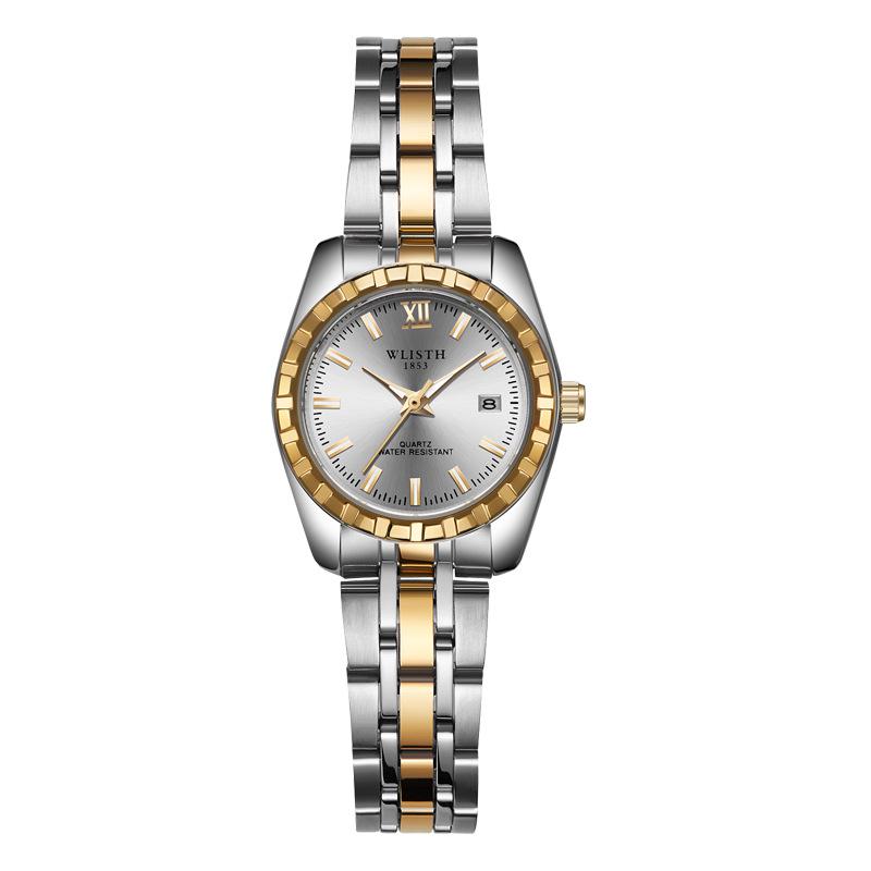 Top Brand Calendar Couple Watch Waterproof Steel Band Student Watch