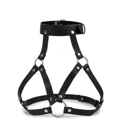 Europäischer & Amerikanischer PU Leder Ketten Fessel Bralette Geschirr Gürtel Ornament