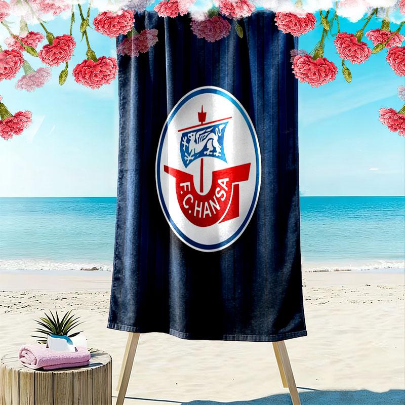 FC Hansa Print Strandtuch, Großes Weiches Schnelltrocknendes Handtuch für Strand Camping Schwimmen