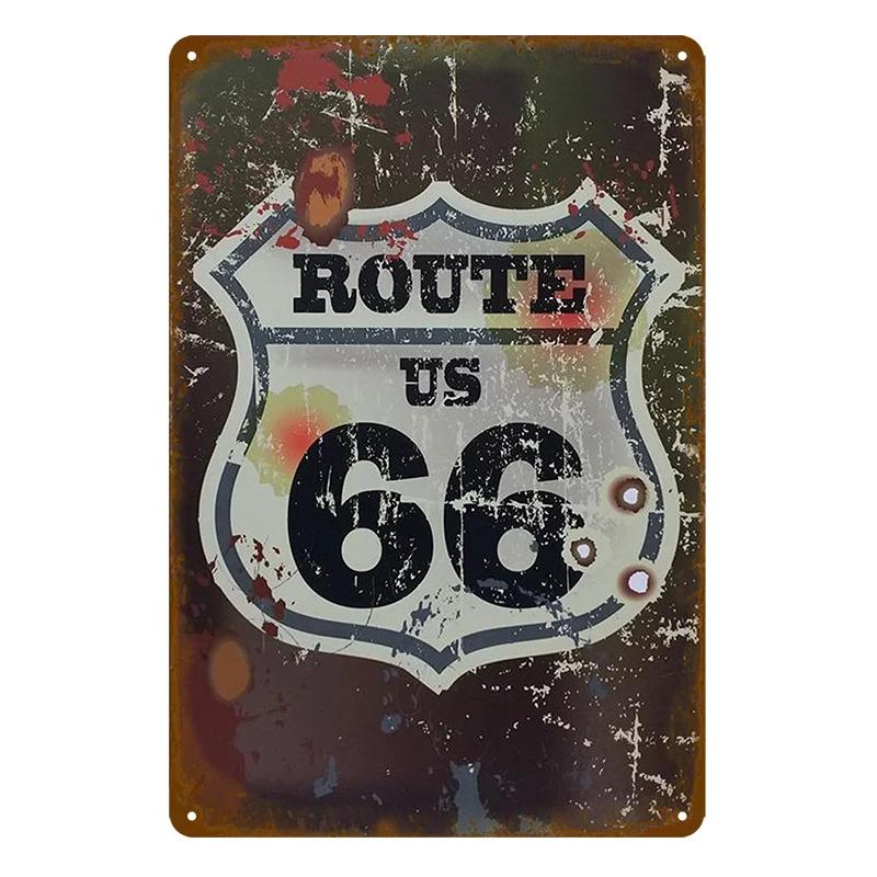 Vintage Route 66 Metal Sign House Plaque Metal Poster Tin Sign Plate Wall Posters Retro Aesthetic Room Decor Wall Art Decorat