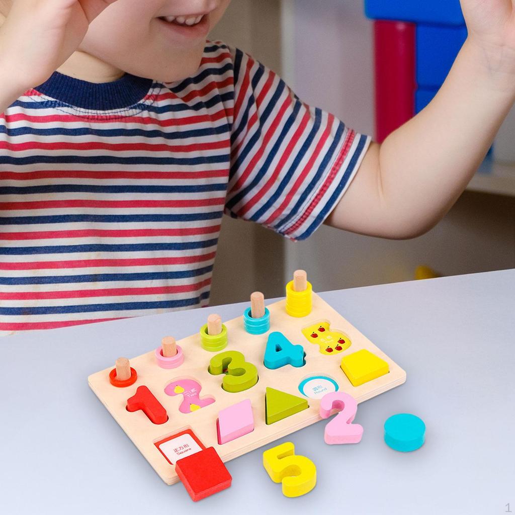 Kids Number Matching Board, Montessori Blocks Puzzle 1-5 Learning for