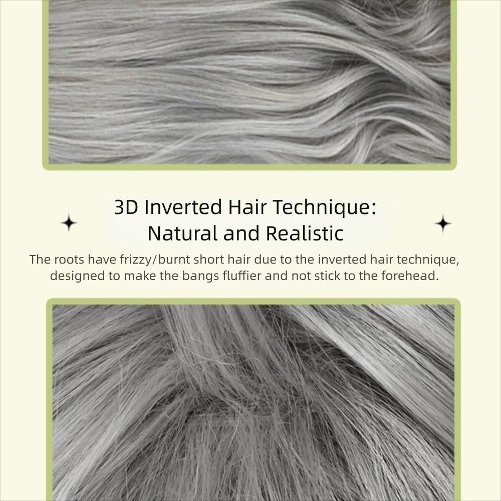 Air Bangs Grey Cosplay Wigs with Bangs Halloween Lolita Headband Wigs Long Curly Wave Hair  Girl