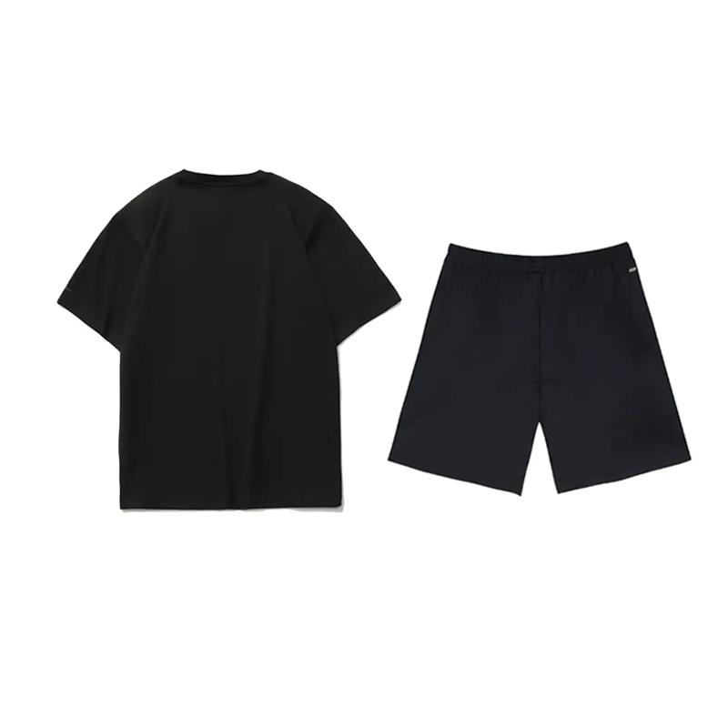 Li-Ning Letter Print Fashion Cool Breathable Comfortable Versatile Round Neck Pullover Short Sleeve T-Shirt Casual Sports Suit AHSU707-1+YKSV147-2