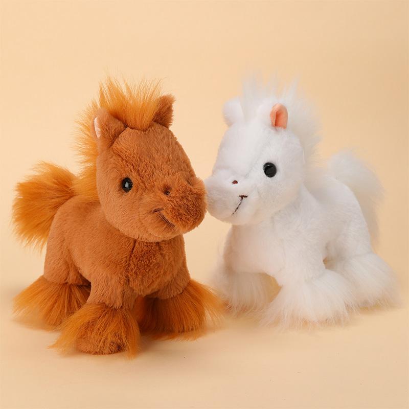 New 20Cm Cute Handmade Horse Plush Toys Stuffed Lifelike Long Hair Horse Doll Halloween Christmas Gift  Children'S Birthday Gift