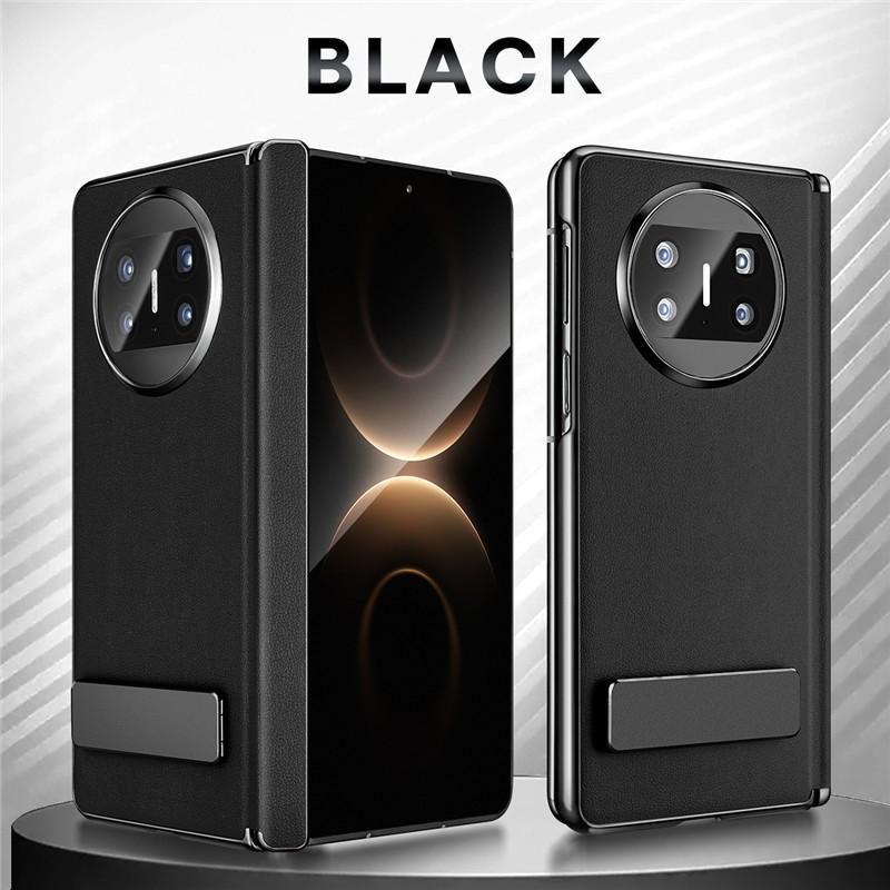 High-end Leather Metal Bracket Case For Huawei Mate X3 Auto-Rebound Spring Hinge Protection Shockproof Folding Cover