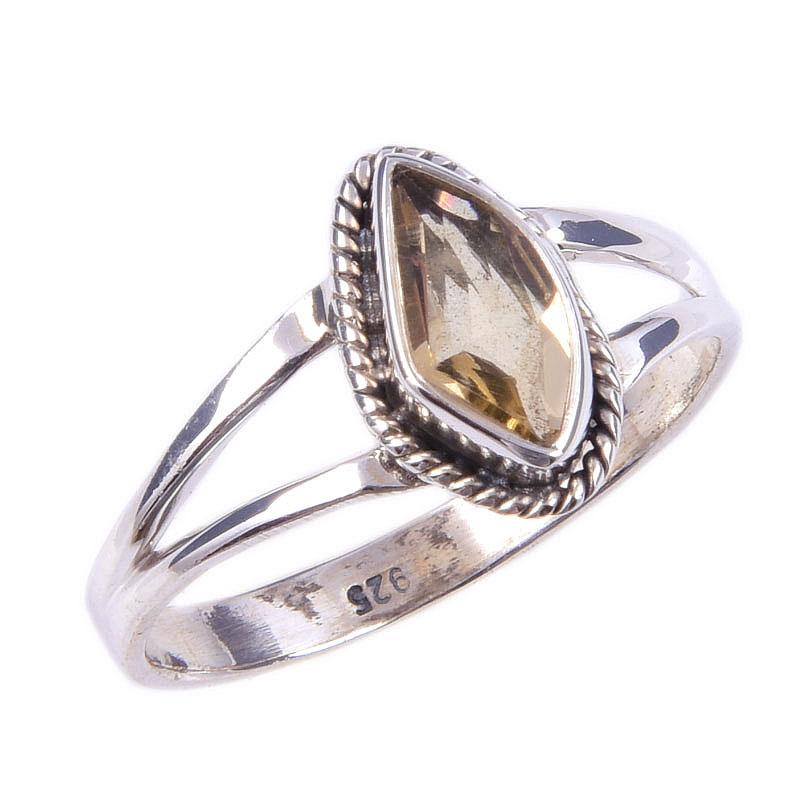 Natürlicher Citrin Edelstein Handgefertigt 925 Massiv Sterlingsilber Ring Größe 9 J2M31
