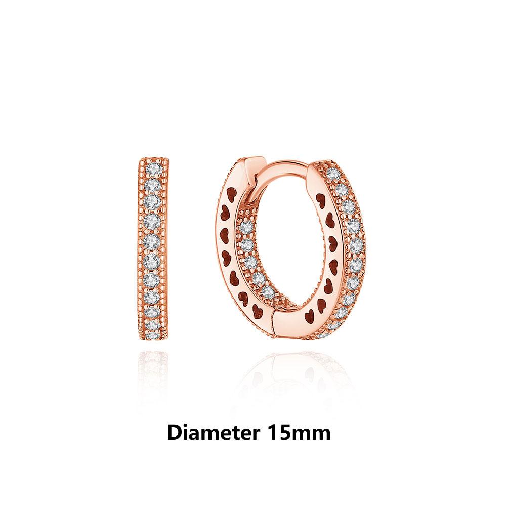 New Original 925 Silver Earrings For Women Piercing Hoop Love Heart Earings Rose Gold Wedding Gift Luxury Jewelry