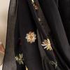 Ethnic Style Embroidered Cotton-Linen Scarf: Thin, Breathable, Fashionable Sun Protection; Wear as Head Wrap or Shawl.