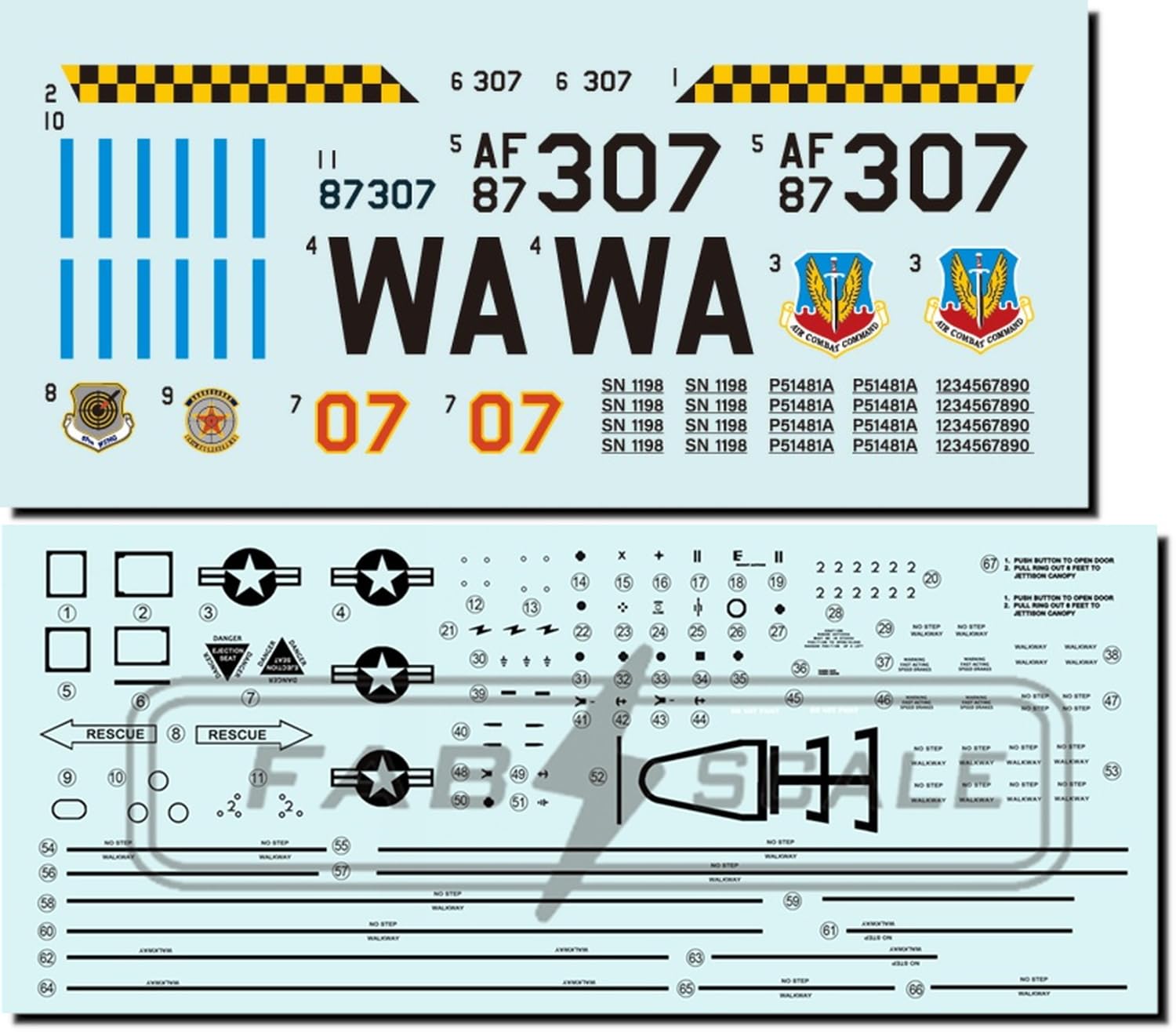

FabScale Block 32 Air Force 64th Aggressor Squadron Nellis AFB 2023 with Etched and 3D Printed Plastic Model Decals FABD72060 1/72 F-16C 87-0307 U.S.