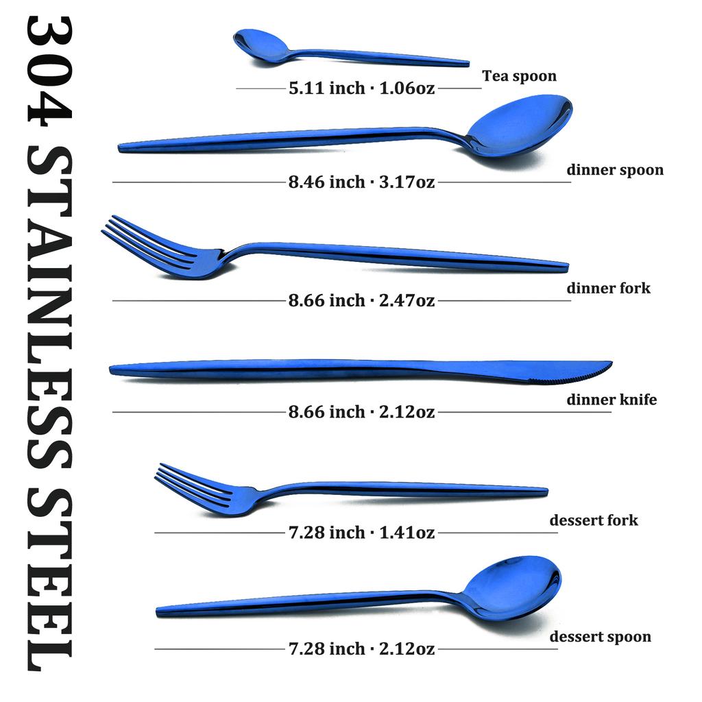 6 piece Mirror Black 18/10 Stainless Steel Gold Dinnerware Set Fork Spoon Knife Cutlery Set Cutlery Complete Tableware Sets Kitchen