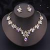Luxury 3 Pcs Wedding Jewelry Sets for Women Dangle Earrings and Necklace Sets Bridal Costume Accessory