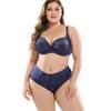 Plus Size Dessous-Set mit Bügel aus floraler Spitze, transparenter BH-Anzug, sexy EF-Cup, dünner Bralette, unsichtbarer BH