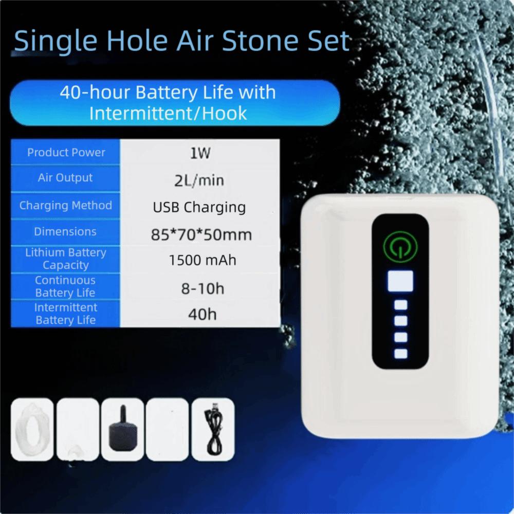 Langlebige 70H/40H Aquarium Sauerstoffpumpe USB Ultra Leise Fischtank Sauerstoffpumpe Wiederaufladbar Wasserdicht Sauerstoffgenerator