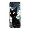 Artistic Black Cat Starry Night Phone Case For Samsung Galaxy Z Flip 3 4 5 Hard Folding Clear PC For Samsung Z Flip 6 Back Cover
